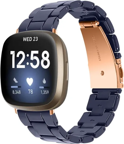 Miniatura 9 de Correa de reloj de resina compatible con Fitbit Versa 4/Sense 2/Versa 3/Sense 1, pulsera brazalete de moda ligera y ajustable de repuesto