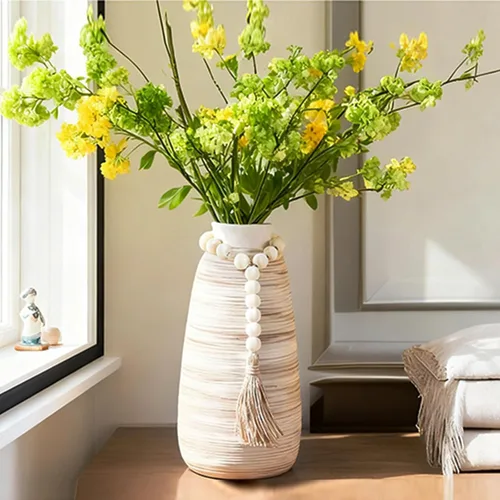 Miniatura 17 de ALMA Jarrón blanco alto para piso, jarrón extra grande de 18'' para ramo de flores secas de hierba de las pampas, jarrones grandes de cerámica