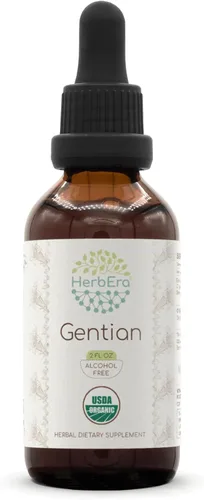 Tintura de extracto de hierbas sin alcohol de genciana, gotas líquidas concentradas naturales USDA orgánica de genciana (Gentiana Lutea) raíz seca