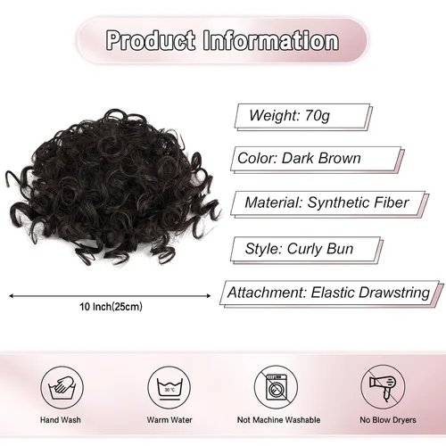 Miniatura 3 de Lommel - Extensiones de cabello estilo moño desordenado para mujer, 70g, con cordón elástico, ondas sueltas y rizadas, extensiones de cabello Marrón