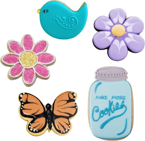 Miniatura 4 de Ann Clark - Juego de 5 cortadores de galletas para el Día de la Madre para el Día de la Madre, fabricado en Estados Unidos, mariposa, pájaro, flor