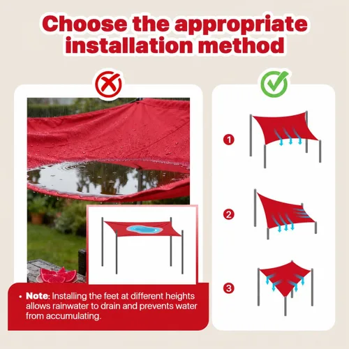 Miniatura 6 de ColourTree 6' x 10' Tamaño Personalizado Rojo TADS9.5 Toldo Cuadrado Impermeable UPF50 Toldo de Sombra para Carpa de Protección, 95% de Bloqueo