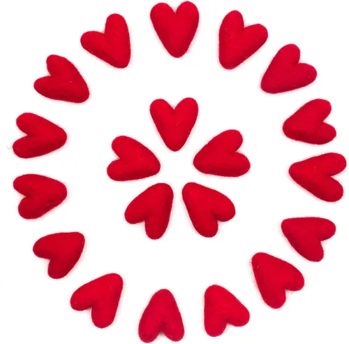 Miniatura 12 de Glaciart One Corazones de fieltro rojo – 1.5 pulgadas (10 piezas) – Fieltro de aguja – Fieltro de aguja y aceites esenciales listos – Hecho a mano