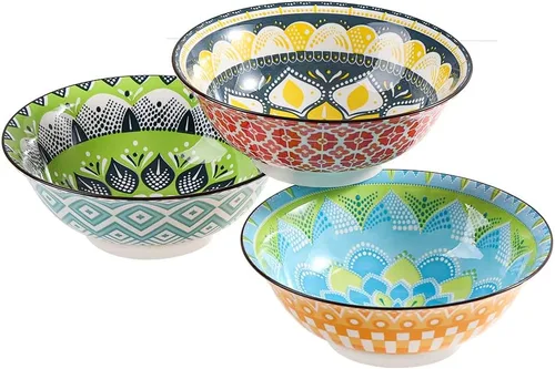 Juego de Tazones para Ramen Tazones Pho - Juego de Tazones de Sopa de Porcelana de 3 Piezas - Juegos de Tazones para Fideos para Cocina 35 oz -