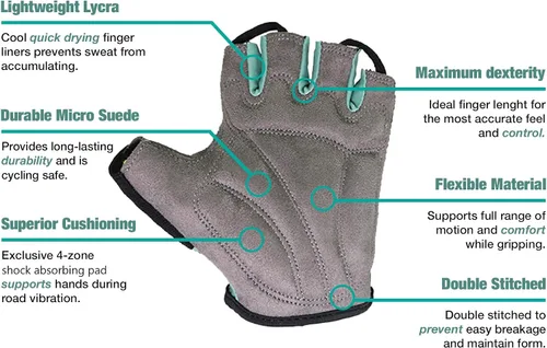 Miniatura 4 de Guantes de ciclismo, guantes de bicicleta de montaña, guantes de bicicleta Antideslizante, absorción de golpes, acolchado, transpirable, medio dedo