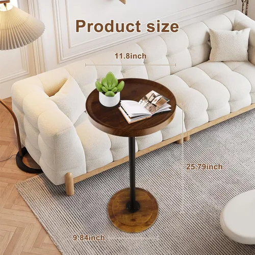 Miniatura 3 de Home Dector - Mesa auxiliar para sofá, mesa pequeña para bebidas para espacios pequeños, mesa auxiliar de café con patas de madera para sala