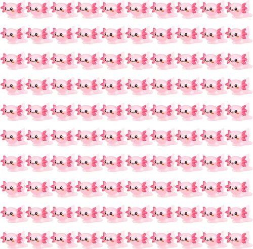 24 piezas de mini ajolote rosa figura de resina en miniatura de ajolote diminutos figuras de animales adornos, mini figuras de animales para ocultar