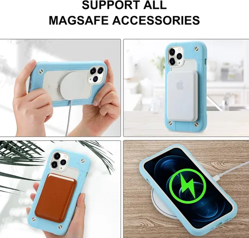 Miniatura 5 de MARKILL Funda magnética para iPhone 12 Pro Max de 6.7 pulgadas compatible con MagSafe, [PC duro + silicona suave 3 en 1] cuerpo completo, resistente