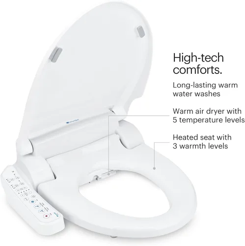 Miniatura 2 de Brondell SE400-EW Swash SE400 - Asiento de inodoro con bidé eléctrico, con asiento calefactado, boquilla oscilante de acero inoxidable, secadora