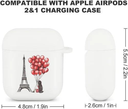 Miniatura 2 de Funda protectora para auriculares Bluetooth de la Torre Eiffel París Francia, funda protectora de carga compatible con Airpods 1/2, color blanco