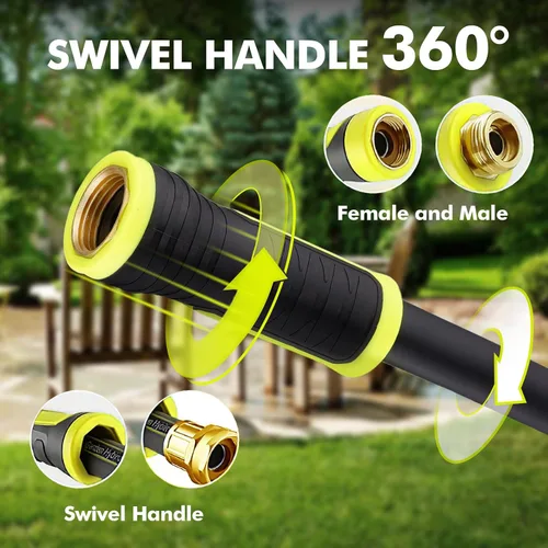Miniatura 4 de Manguera de jardín de 3 pies - PHLEX PRO Manguera de agua resistente premium de 5/8' de goma de 3 capas, manguera de agua híbrida flexible e
