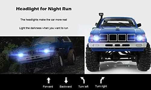 Miniatura 6 de WPL C24 1/16 2.4GHz 4WD RC Car Crawler Faro Control Remoto Crawler Off-Road Pick-up Truck RTR Juguete Niño, Niña y Adulto (azul)