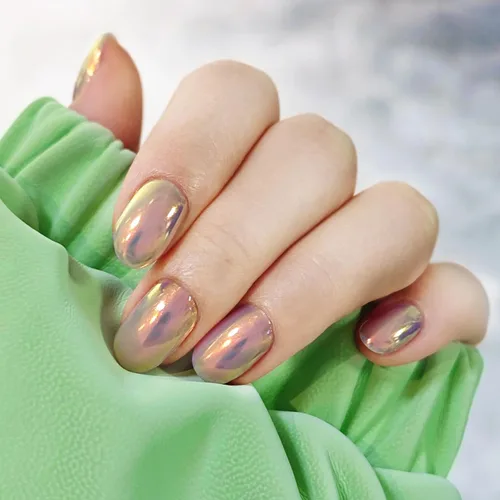 Miniatura 6 de Polvo de uñas cromado de unicornio, efecto de espejo, brillo de limón, sirena, pigmento en polvo, polvo de cromo dorado aurora, para diseño de uñas