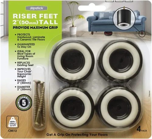 Miniatura 6 de Slipstick CB511 Protectores para patas de muebles, para no dañar el piso, de 1 pulgada de alto, con hule antiderrapante. Juego de 4