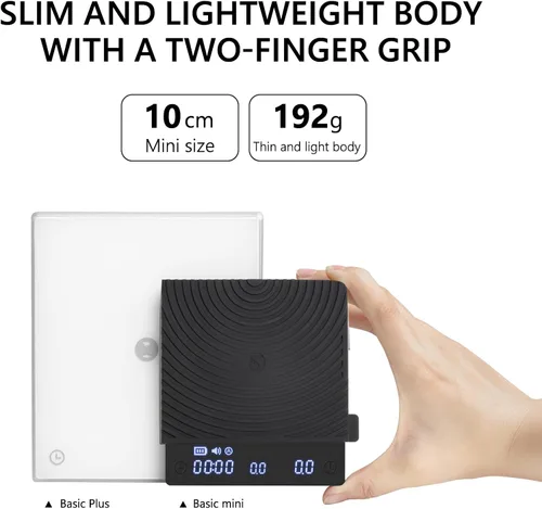 Miniatura 2 de TIMEMORE Báscula Básica Mini para Café, Báscula Electrónica Multifuncional para Espresso, Báscula Digital de Cono de Goteo con Temporizador, Ultra