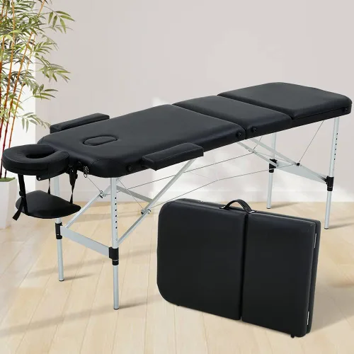 Miniatura 6 de Mesa de masaje de 73 pulgadas, cama de spa, portátil, altura ajustable, de aluminio, mesa de salón de salón de piel sintética con funda