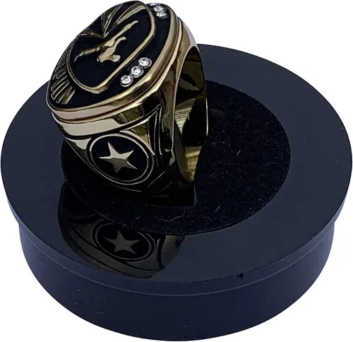 Miniatura 7 de Express Medals Champion Martial Arts - Anillo de trofeo de karate judo en tamaños 6 a 15 con soporte de exhibición de premios y cadena estilo bola