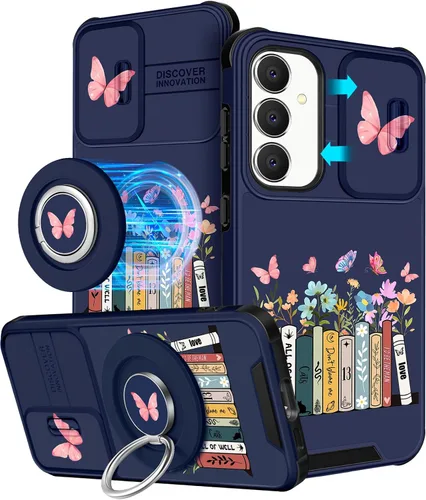 Miniatura 30 de Funermei Funda para teléfono Samsung Galaxy A15 5G - [2 en 1] Funda para teléfono de mujeres lindas chicas, diseño femenino de mariposa negra