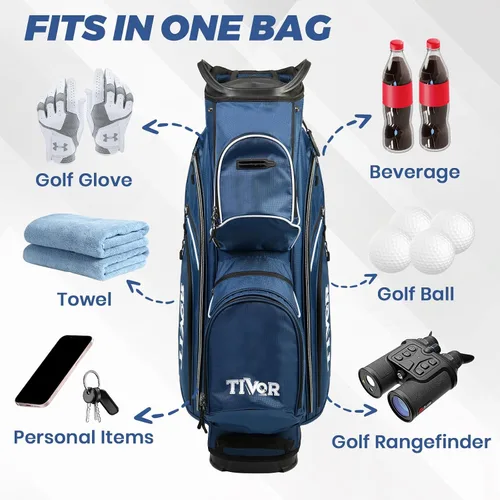 Miniatura 3 de TIVOR 2026 Golf Cart Bag - 14-Way Full-Length Dividers, 9 Pockets, Easy-Access Handle & Ergonomic Straps Perfect for Cart & Walking, Includes Rain