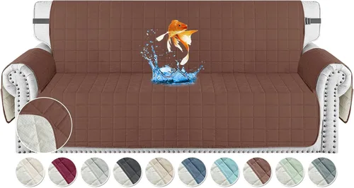 Miniatura 24 de MAXIJIN Fundas impermeables para sofá de 3 cojines, aptas para mascotas, fundas acolchadas para sofá de 69 pulgadas, lavables, protector de sofá