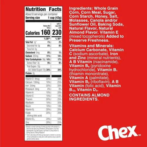 Miniatura 2 de Honey Nut Chex Cereal para el desayuno, sin gluten, hecho con grano entero, 12.5 onzas