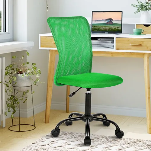 Miniatura 18 de Silla de oficina pequeña, silla de escritorio sin brazos con ruedas, silla ergonómica para computadora con soporte lumbar, silla giratoria de malla