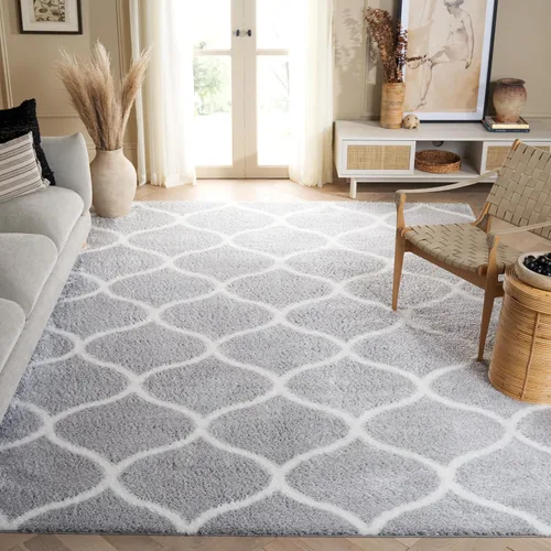 Miniatura 46 de SAFAVIEH Tahoe Shag Collection - Alfombra para pasillo, 2 x 9 pies, color beige y blanco, diseño de enrejado, no desprende pelusa y de fácil
