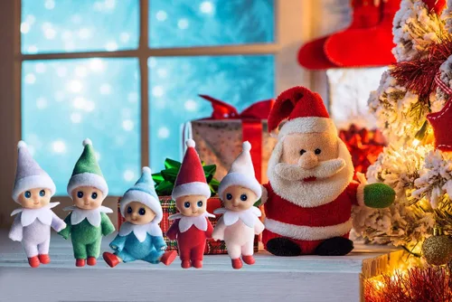 Miniatura 4 de WULEEUPER - Muñeca pequeña de elfo bebé Decoración navideña de elfo en miniatura Regalo para recién nacido Muñecas de bebé que crecen con pies