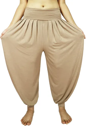 Miniatura 28 de Lovely Creations Pantalones holgados con cintura elástica y harem Aladdin para mujer