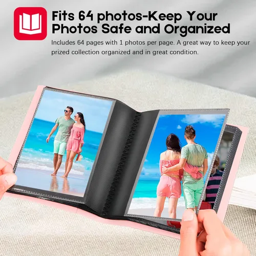 Miniatura 5 de Álbum de fotos pequeño de 4 x 6 pulgadas, página interior negra con banda elástica fuerte, cada álbum pequeño tiene capacidad para 64 fotos, mini