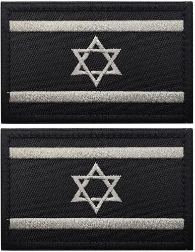 Miniatura 23 de 2 parches de bandera de Israel para coser en bordado, insignias tácticas israelíes de IL, emblema militar de moral militar, parches de gancho