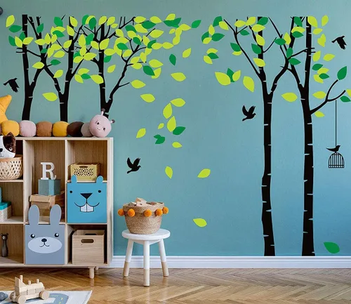 Miniatura 3 de Calcomanía de pared de árbol de la selva gigante para pared, vinilo extraíble, arte mural para habitación de los niños, guardería, dormitorio, sala