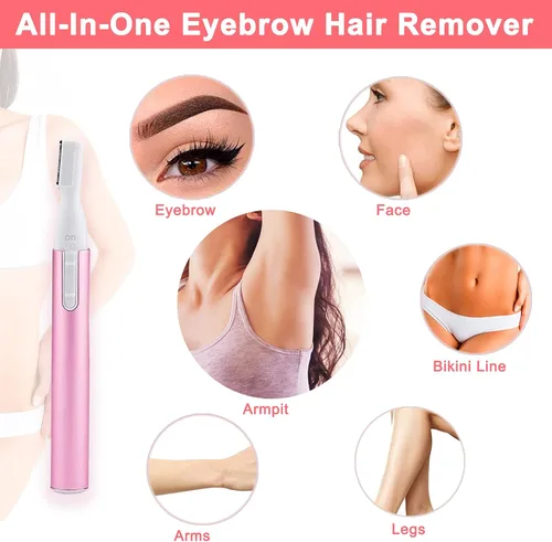 Miniatura 5 de LAIKME Recortador eléctrico de cejas para mujeres, depilación facial para hombres, mini depiladora para bikini, removedor de cara, barbilla, Rosa