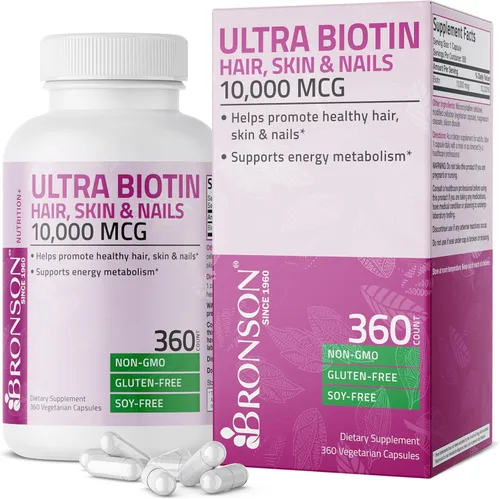 Miniatura 9 de Bronson Ultra Biotina 10,000 Mcg Suplemento para Cabello, Piel y Uñas, Sin GMO, 120 Cápsulas Vegetarianas
