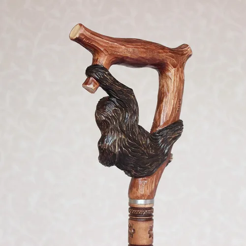 Miniatura 5 de Bastón personalizado con perezoso mango tallado a mano y eje Senderismo palo de madera