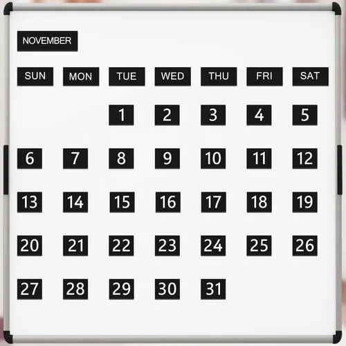 Miniatura 5 de 50 números magnéticos de calendario para pizarra blanca y refrigerador, días de la semana y meses, indicadores magnéticos de fechas del calendario