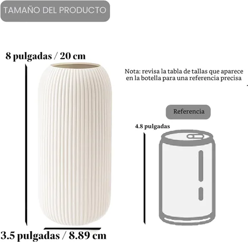 Miniatura 5 de Jarrón de cerámica para flores – Jarrón moderno pequeño con textura acanalada para decoración del hogar, hierba de pampas, decorativo, estilo Blanco