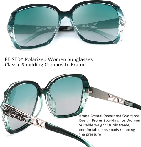 Miniatura 11 de FEISEDY - gafas de sol polarizadas para mujer, marco compuesto brillante B2289