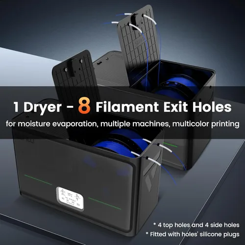 Miniatura 4 de SUNLU Caja secadora oficial para filamentos de impresora 3D S4, capacidad para 4 carretes, 3 ventiladores de circulación, calentador PTC de 350W