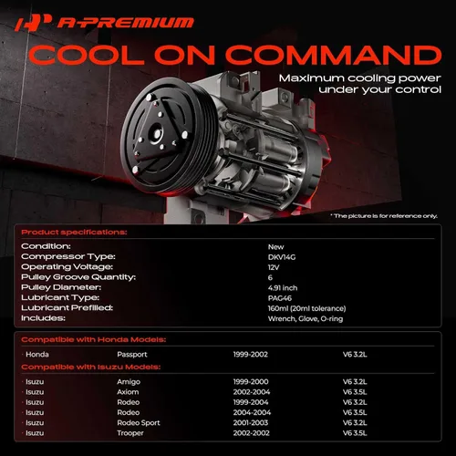 Miniatura 2 de A-Premium Compresor de aire acondicionado con embrague compatible con Isuzu Axiom 2002-2004, Amigo 1998-2000, Trooper 2002, Rodeo Sport 2001-2003