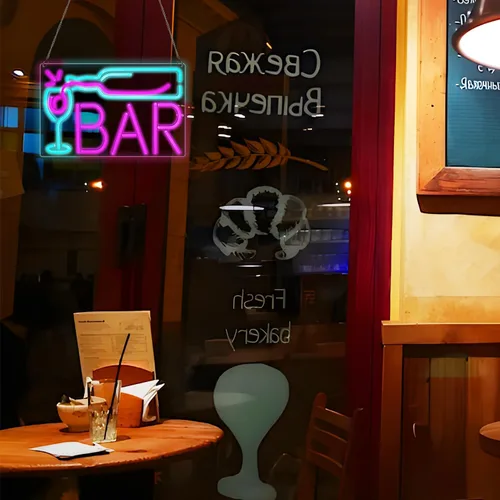 Miniatura 4 de Letreros de neón para bar en casa, bar con atenuador de 10 niveles, luces de neón alimentadas por USB o batería para cueva de hombre, pub, club