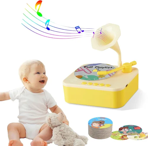Miniatura 9 de Fonógrafo para niños con 96 tarjetas, reproductor de música de cuentos para niños de 3 a 6 años, juguete sensorial musical para niños y niñas, Rosa