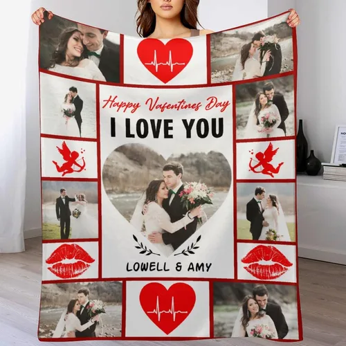 Miniatura 11 de Manta de amor personalizada para parejas, manta personalizada con imagen y nombre, regalo para novia, manta personalizada para el día de San