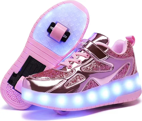 Miniatura 7 de Ufatansy Roller Shoes Girls Boys Sneakers with Wheels Roller Skate Shoes USB Charging LED Light Up Footwear Skates for Beginner Trainers Kids