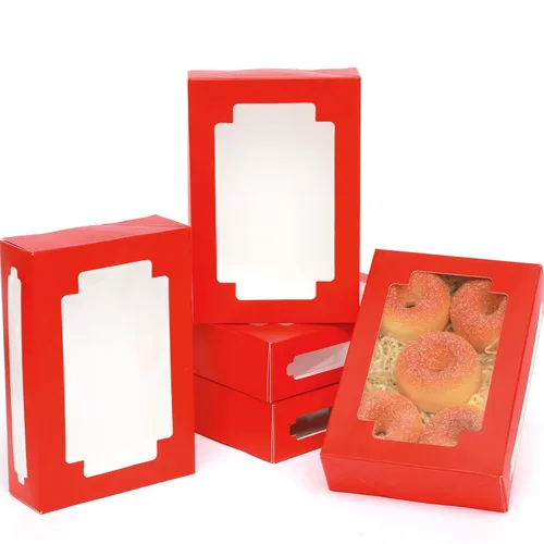 Miniatura 11 de qiqee 36 paquetes de cajas de galletas autopop para regalo de 8 x 5.3 x 2 pulgadas, caja plegable blanca de un segundo con ventana para panadería