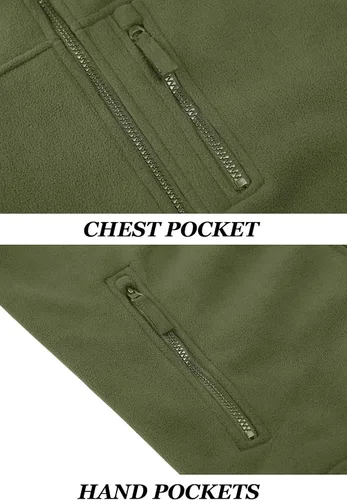Miniatura 6 de KEFITEVD Chaqueta táctica militar para hombre, para invierno, con cremallera completa, cálida, forro polar, casual, cuello alto, resistente al viento