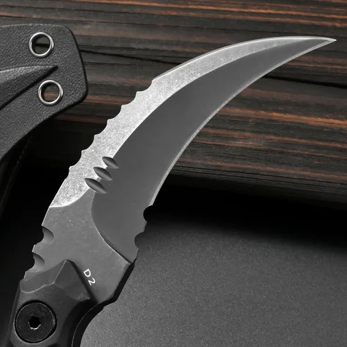 Miniatura 3 de Cuchillo de hoja fija Gtkii GTK691, hoja de acero D2, mango de nylon y fibra de vidrio con funda Kydex para camping al aire libre, caza, senderismo