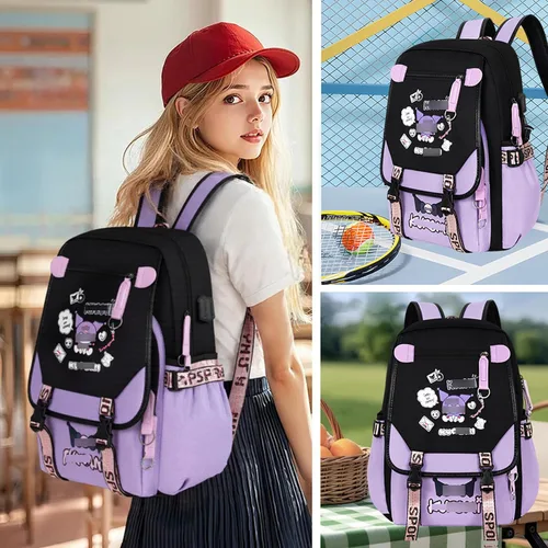 Miniatura 6 de Roffatide Mochila de anime impresa de negocios casual para computadora portátil, mochila para viajes, senderismo, mochila de 17 pulgadas A
