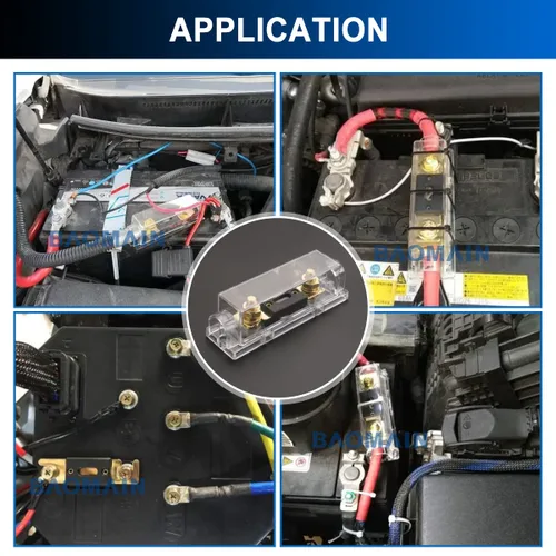 Miniatura 6 de Baomain Kit de portafusibles ANL de 300 A con fusible, terminales chapados en oro, para audio de automóvil, amplificadores, sistemas de CC de 12