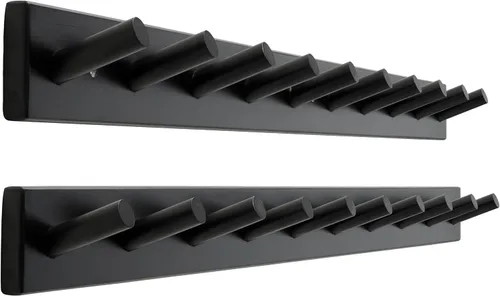 Miniatura 9 de SKOLOO - Perchero de pared de madera con 10 ganchos largos de bambú para colgar mochila, abrigo, toalla o sombrero, con 16 pulgadas de orificio a